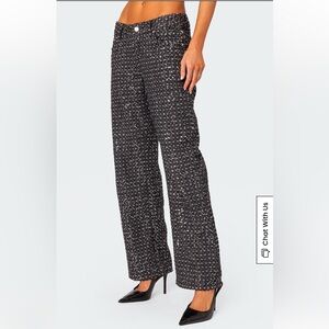NWT Edikted Nyah Sequin Loose Fit Jeans